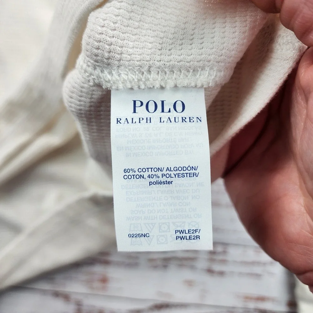 Polo Ralph Lauren Mens Large Embossed Waffle Long Sleeve Thermal Sleep Shirt NWT
